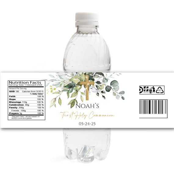 Holy Communion Water Bottle Labels for Son – Swanky Party Box