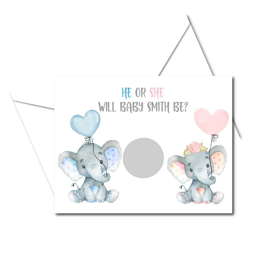 Is it a Boy or Is it a Girl? Gender Reveal Blue, Pink & Grey Elephants Yard buy Cards (F344HS)