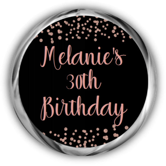 Rose Gold Birthday Kisses Stickers - Announce It!