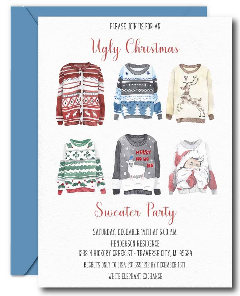 ugly christmas sweater party invitation templates