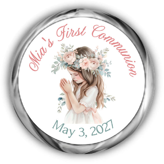 Girl Praying Communion Kisses Stickers