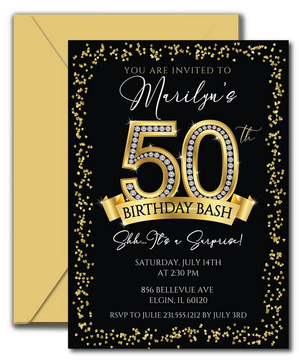 Diamond 50th Birthday Invitation Template - Announce It!