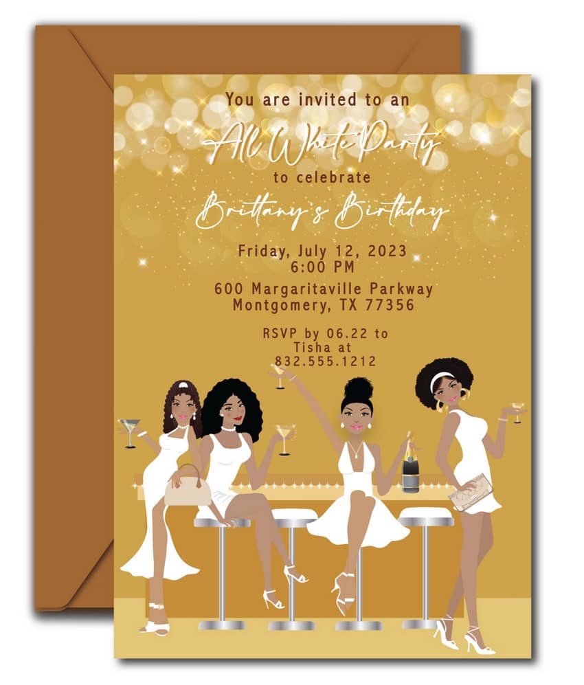 All White Party Invitations