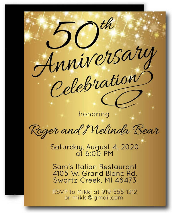 Sparkly Gold Anniversary Invitation - Announce It!