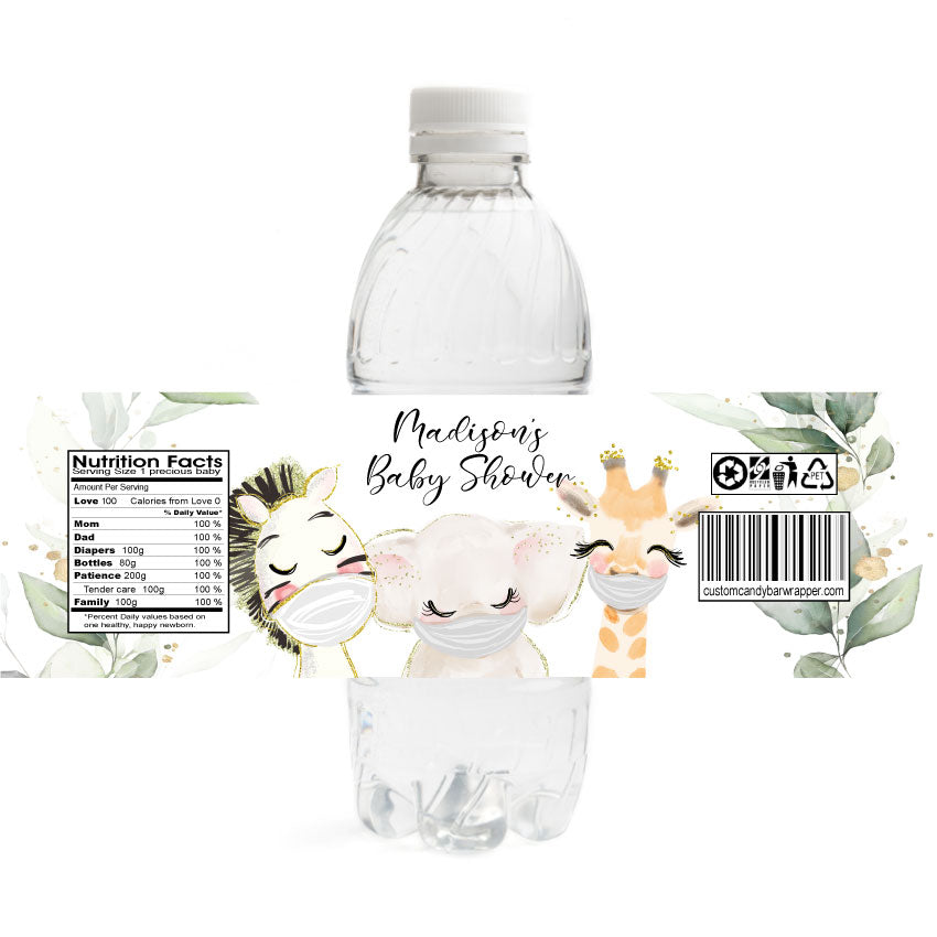 Pandemic Baby Shower Water Bottle Labels