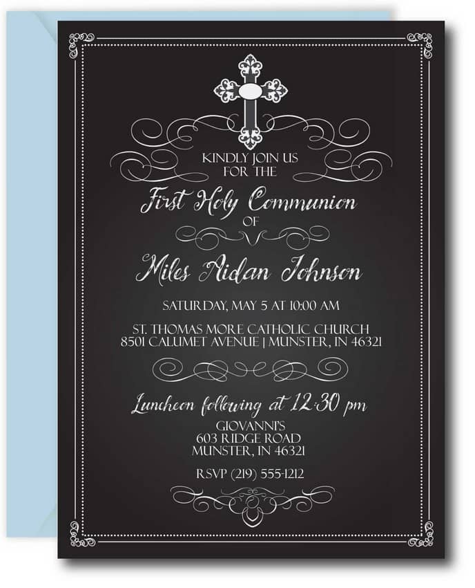 Chalkboard First Communion Invitations – Announce It!