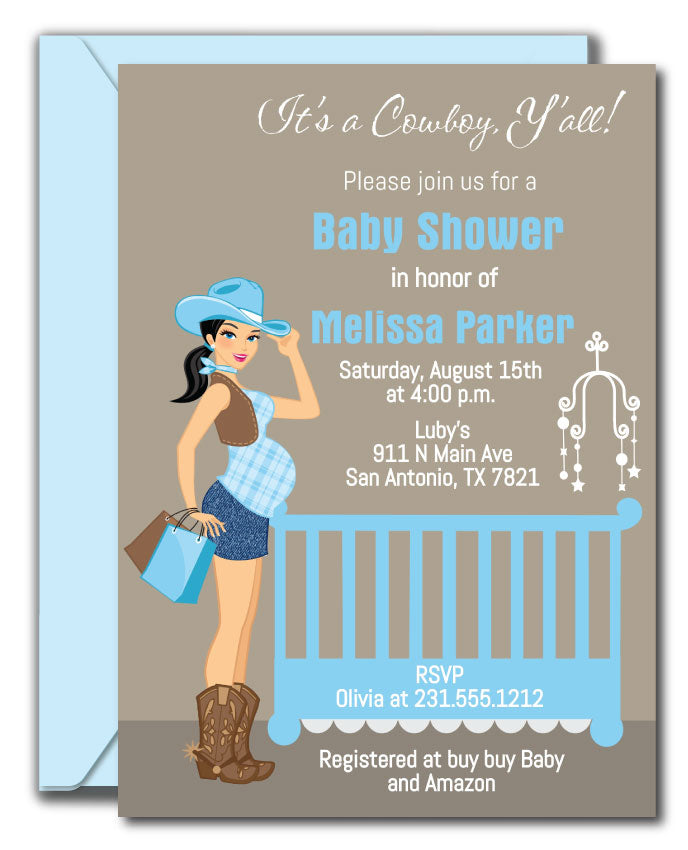 Cowboy baby shower sales invitations