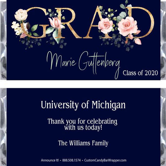 Floral Grad Graduation Candy Bar Wrappers