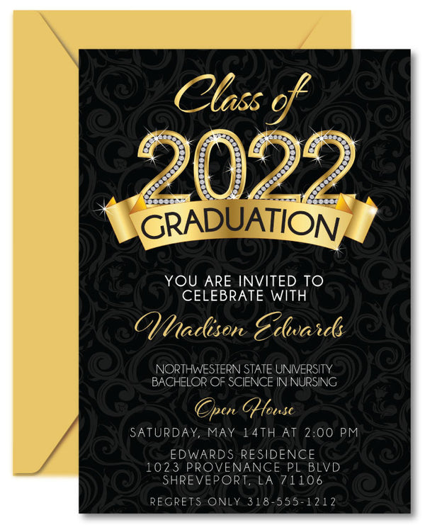 Gold Diamond Graduation Invitations - Announce It!