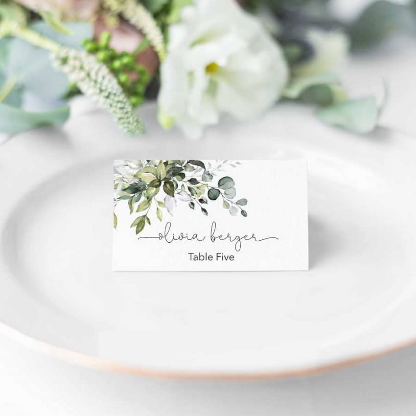 Greenery Place Cards Printable - Announce It!