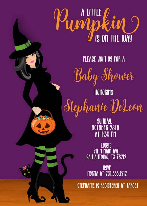 Halloween baby cheap shower invitations