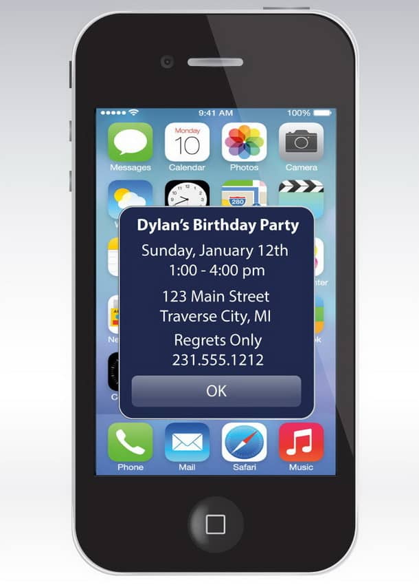 iPhone Alert Birthday Invitation