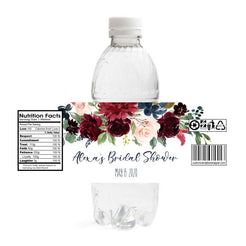 Marsala Bridal Shower Water Bottle Labels - Announce It!